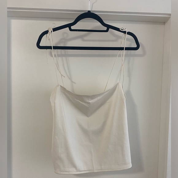 Abercrombie & Fitch - Tie Strap Satin Tank in White Size Large - Picture 2 of 4